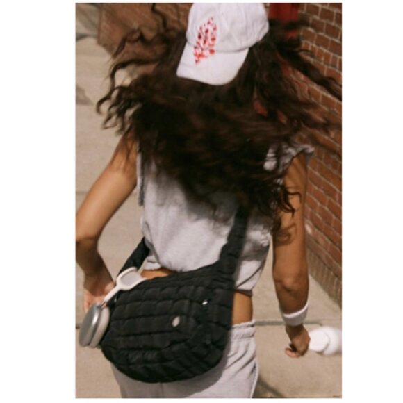 Free People Mini Carryall Sling Bag - Quilted Carryall - Black - Picture 3 of 12